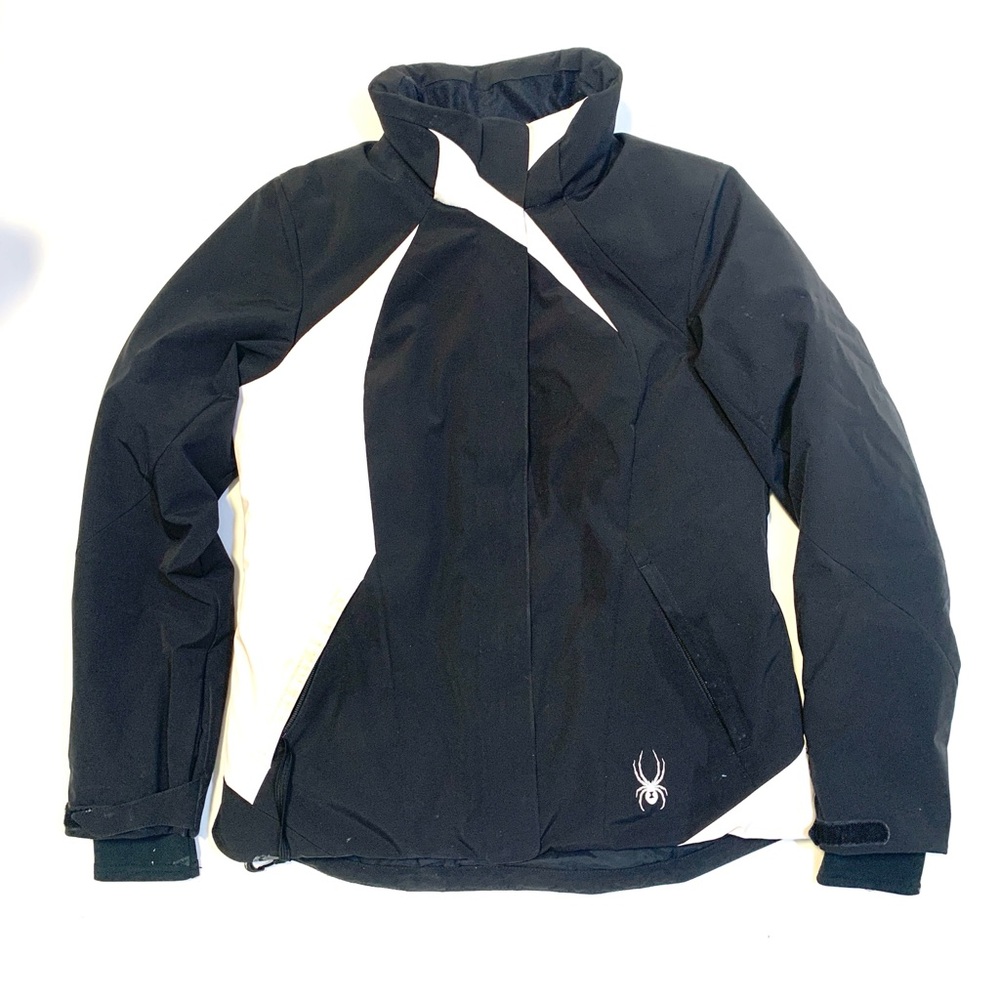 Spyder Pinnacle Insulated Ski Jacket Size Ladies Womens Size 10 Black White Warm
